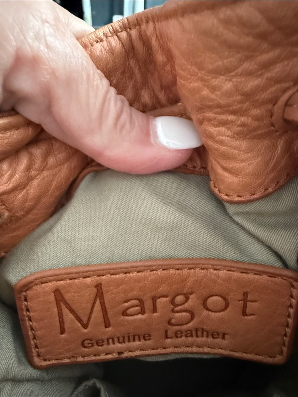 Margot Pebbled Leather Bucket Crossbody in Cognac - Picture 3 of 6